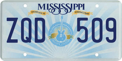MS license plate ZQD509