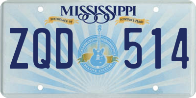 MS license plate ZQD514