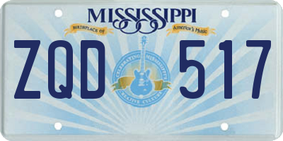 MS license plate ZQD517