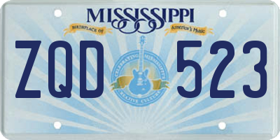 MS license plate ZQD523