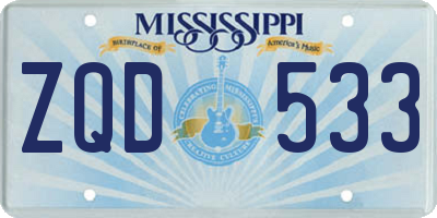 MS license plate ZQD533