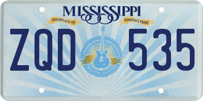 MS license plate ZQD535