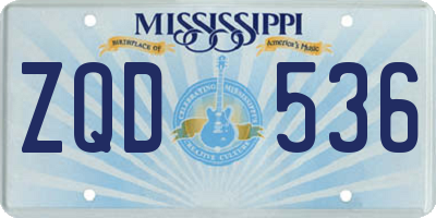 MS license plate ZQD536