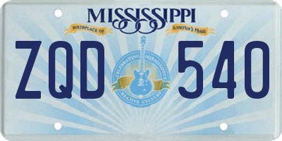 MS license plate ZQD540