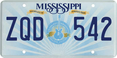 MS license plate ZQD542