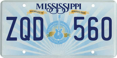 MS license plate ZQD560