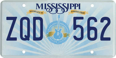MS license plate ZQD562