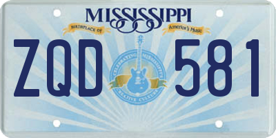 MS license plate ZQD581