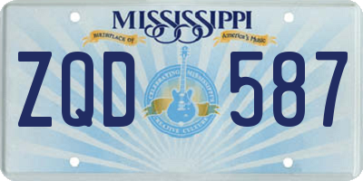 MS license plate ZQD587