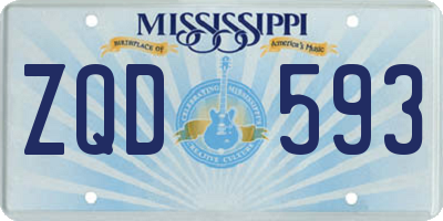MS license plate ZQD593