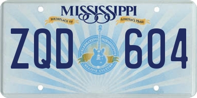 MS license plate ZQD604