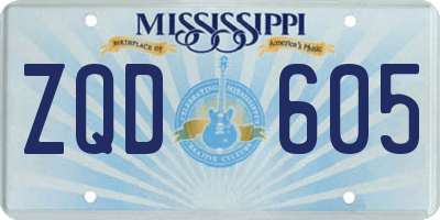 MS license plate ZQD605