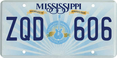 MS license plate ZQD606