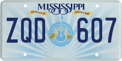 MS license plate ZQD607