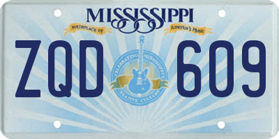 MS license plate ZQD609