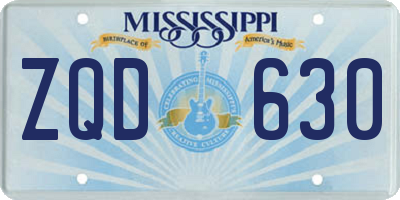 MS license plate ZQD630