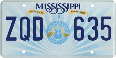 MS license plate ZQD635