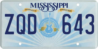 MS license plate ZQD643