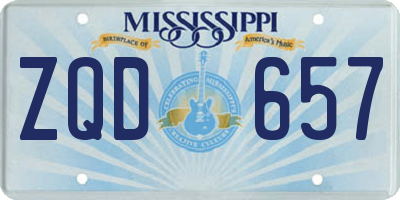 MS license plate ZQD657