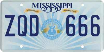 MS license plate ZQD666