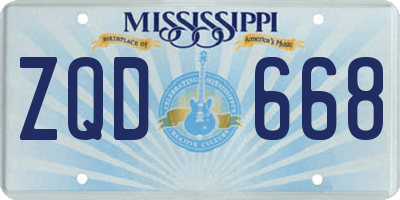 MS license plate ZQD668