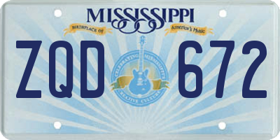 MS license plate ZQD672