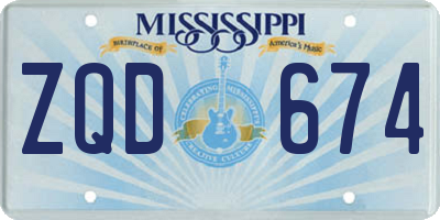 MS license plate ZQD674