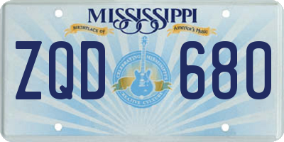MS license plate ZQD680