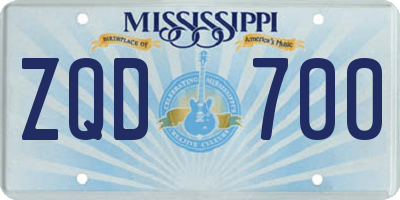 MS license plate ZQD700
