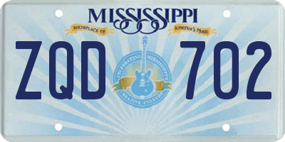 MS license plate ZQD702