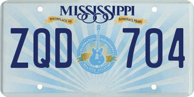 MS license plate ZQD704