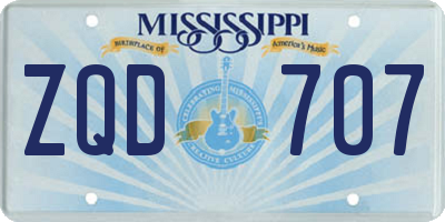 MS license plate ZQD707