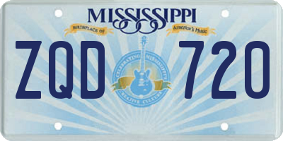 MS license plate ZQD720