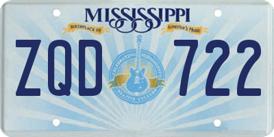 MS license plate ZQD722