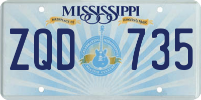 MS license plate ZQD735