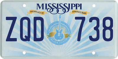 MS license plate ZQD738