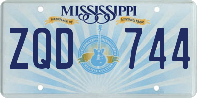 MS license plate ZQD744