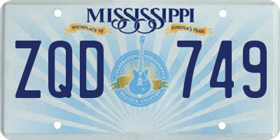 MS license plate ZQD749