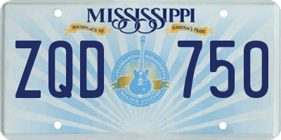 MS license plate ZQD750