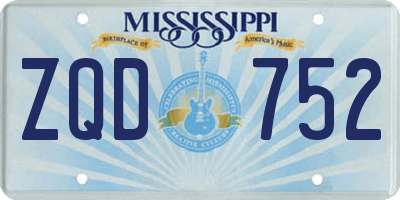 MS license plate ZQD752