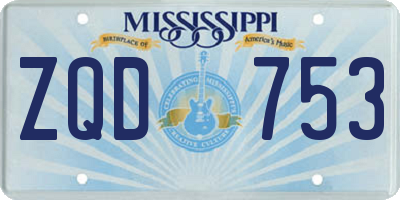 MS license plate ZQD753