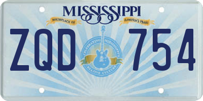 MS license plate ZQD754