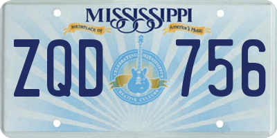 MS license plate ZQD756