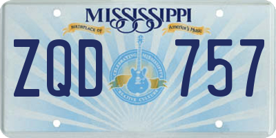 MS license plate ZQD757