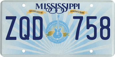 MS license plate ZQD758