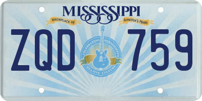 MS license plate ZQD759