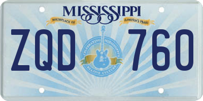MS license plate ZQD760
