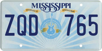 MS license plate ZQD765