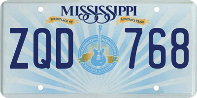 MS license plate ZQD768