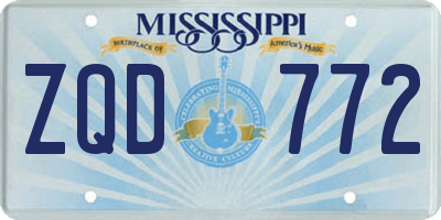 MS license plate ZQD772